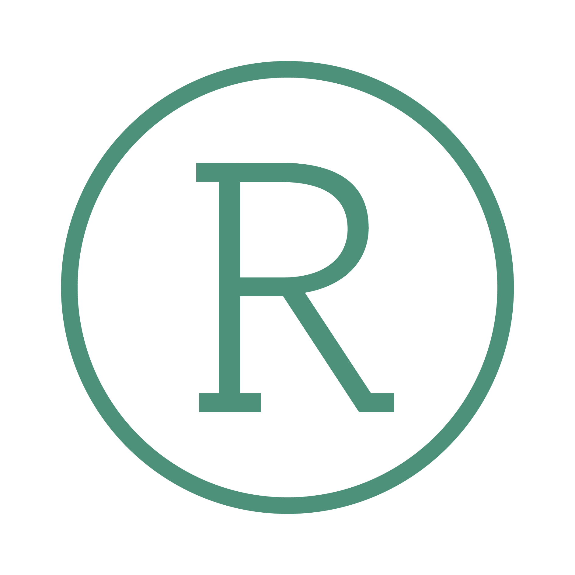 Ein grünes Symbol mit dem Buchstaben R in einem Kreis.